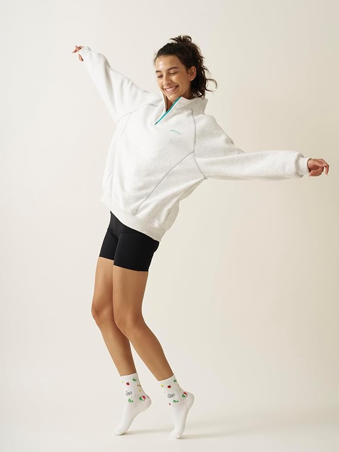 Crew Half Calf Grip Socks, Cutest Fruits Pilates Socks, Ruffle socks, Non-Slip, Barre Yoga Fitness