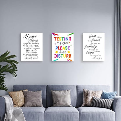 LISTNGBO Mental Health Canvas Wall Art,Testing In Progress Please Do Not Disturb Artwork Painting Prints Poster Ready to Hang for Counselor Therapy Office School Wall Decor Treatment Decor,12x15 Inch