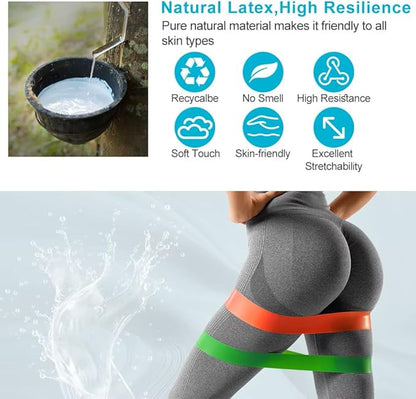 Resistance Bands for Working Out Set of 5, Elastic Exercice Loop Bands for Physical Therapy, Yoga Starter Set of Stretch Bands for Booty Legs, Pilates Flexbands for Men and Women with Carrying Bag