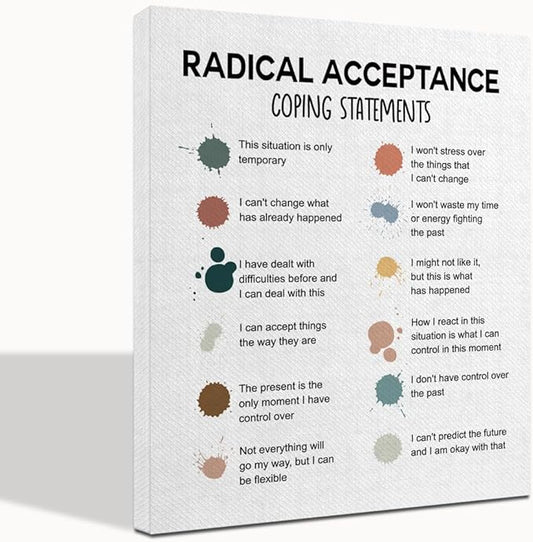 Mental Health Décor, Mental Health Wall Art, Mental Health Posters, School Counselor Supplies, Canvas Wall Art, DBT Poster, Therapist Office Decor, Radical Acceptance Canvas Poster 10x12 inch