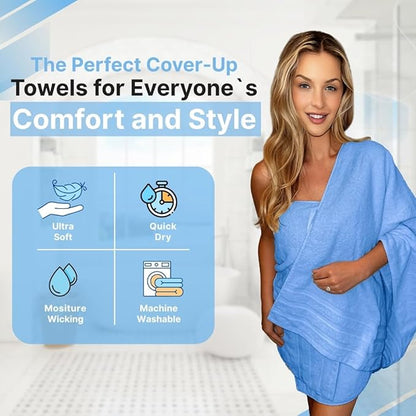 Infinitee Xclusives 100% Cotton Luxury Bath Towels Set of 2 (27x54 Inches) (Eloquent Blue, Bath Towels - Pack 2)