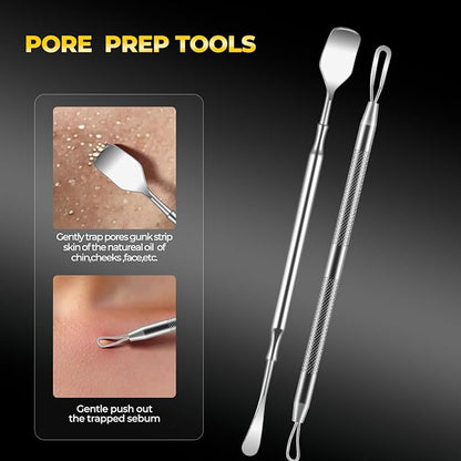Professional Blackhead Remover Tools,Pimple Popper Tool Kit,Blemish, Whitehead Popping, 8 Pcs Zit Removing for Nose Face, Ingrown Hair Tweezers and Pore Prep Tool