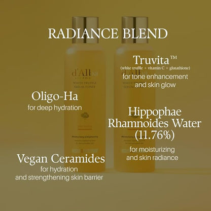 d'alba Piedmont White Truffle Vita Toning Serum Toner, Glass Skin with Double Vitamin Skincare, Face Moisturizer, (6.08fl. oz)