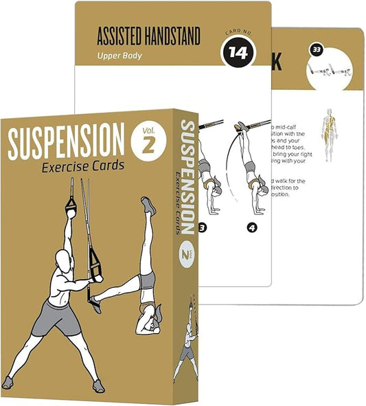 Suspension Workout Cards, 62 Exercises Cards Deck Large Size 5" x 3.5" Fitness Cards for Women & Men, Beginner Fitness Guide to Training Exercises at Home or Gym (Suspension, Vol 2)