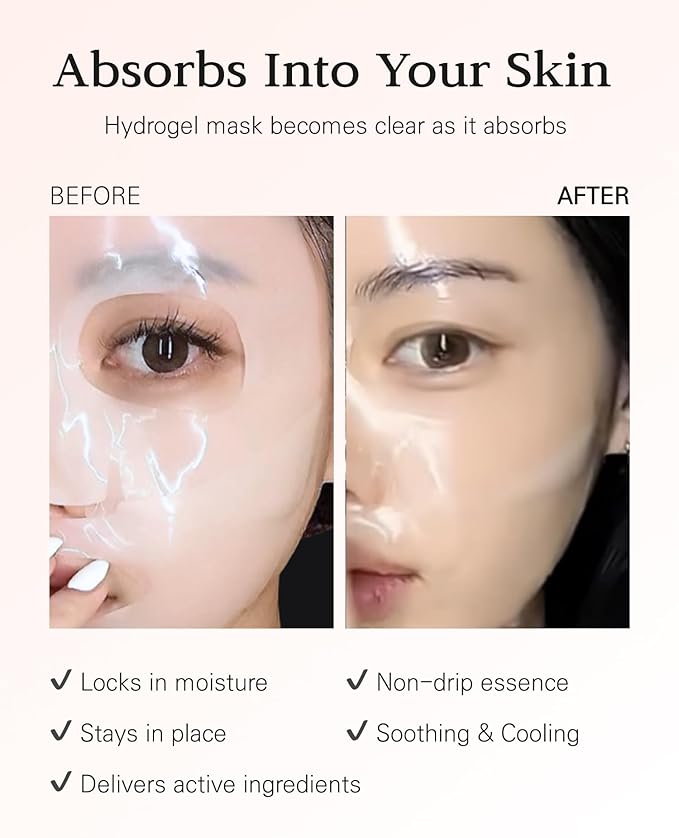 Nuborn Cell Hydrogel Collagen Mask | Hydrating Face Masks with Peptides & Hyaluronic Acid | Collagen Face Mask Overnight for Glass Skin | Face Masks Korean (4-Pack)