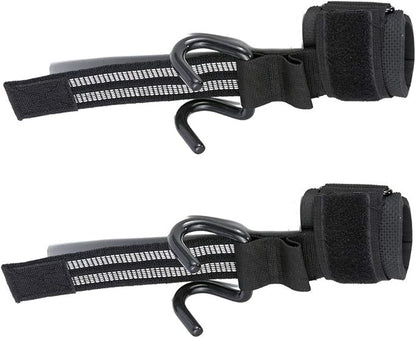 Heavy Duty Strap with pro Metal Lifting Steel Hooks Improves Grip for Weightlifting, Powerlifting, Bodybuilding & Deadlift - Neoprene Padded Wrist Wraps Provides Support for Men & Women