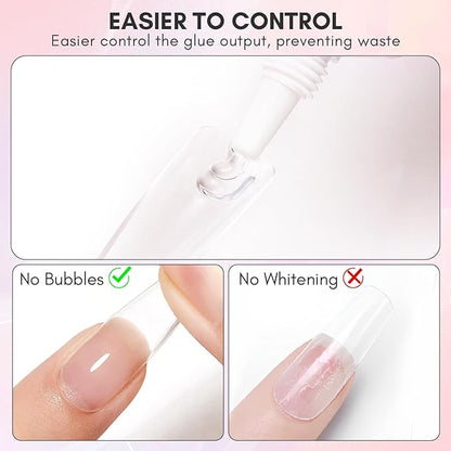 Makartt Gel Nail Glue for Press On Nails - 3D Gel Nail Art, 30ml Super Strong 3 in 1 Solid Nail Glue Gels for False Nail Tips, Long Lasting Manicure Bond, Curing Needed, Pack of 2