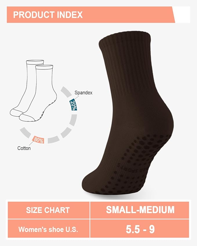 3/6 Pairs Grip Pilates Socks for Women, Non-slip Yoga Athletic Socks for Barre Ballet Barefoot Workout Hospital