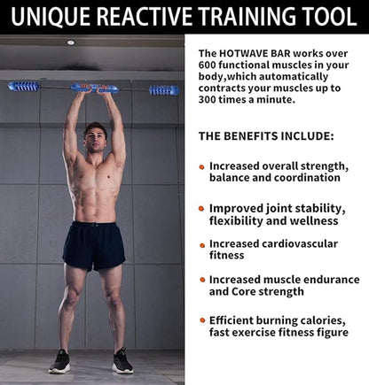 Hotwave Elastic Fitness Bar,Vibration Stick,Body Physical Therapy,Core Strength Training,Power Twister for Arm, Exercise in Home Gym