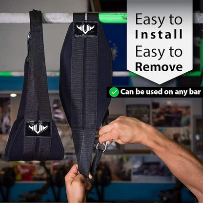 Vikingstrength AB straps - Premium Padded Home Gym Exerciser Ab Slings pair for pull up bar - Hanging Leg Raiser Fitness for six pack - Workout Equipment for Men & Women + Bonus Bag