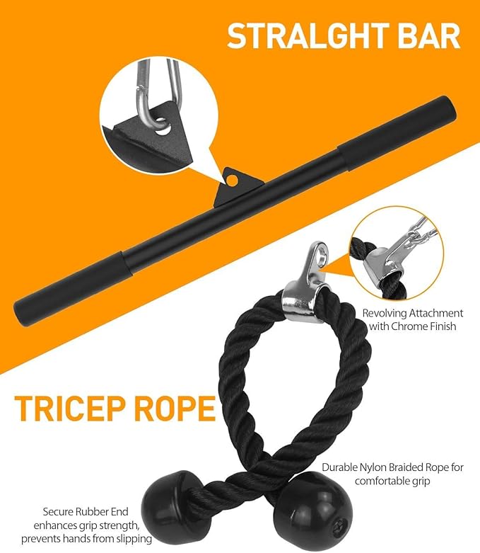Fitness LAT and Lift Pulley System for Home Gym,Dual Weight Cable Pulley System Cable Machine Attachments with Upgraded Loading Pin for Biceps Curl, Tricep, Arm Workouts Home Gym Pulley System