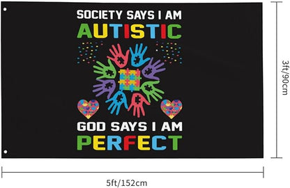 Autism Awareness Flag 3x5 Ft Fade Proof Outdoor Indoor With Metal Grommets Autism Awareness Banner Home House Garden Yard Decorative Sign