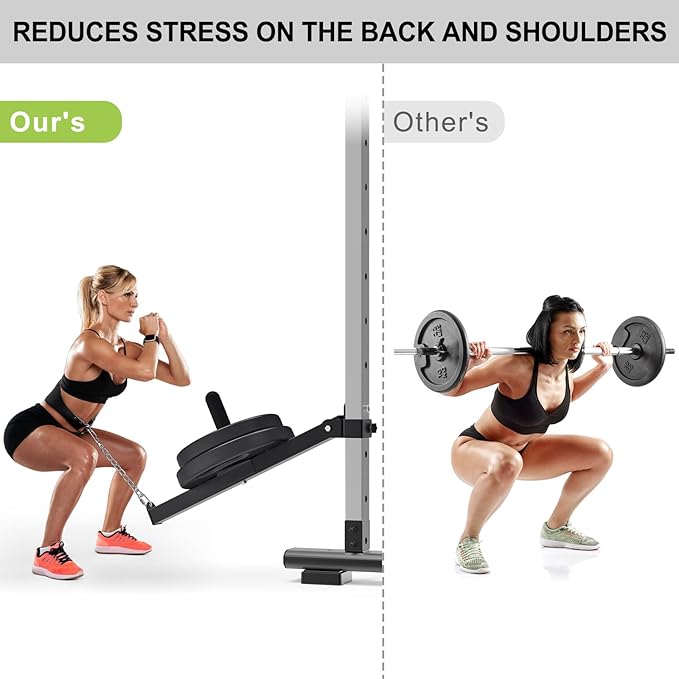 Belt Squat Attachment for 2" x 2" or 3" x 3" Power Rack with 5/8" or 1" Holes, Landmine Belt Squat Machine, Compatible with 1" & 2" Weight Plates, Home Gym Squat Rack Accessories