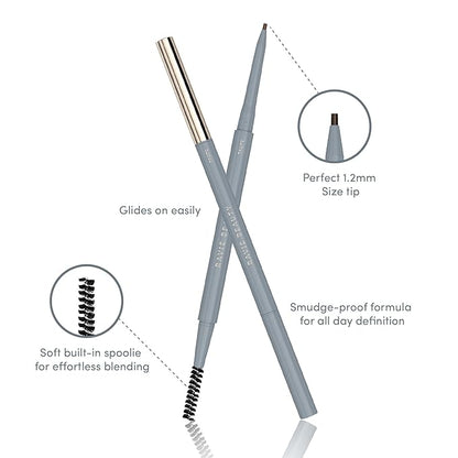 Easy Everyday™ Brow Pencil - Best Eyebrow Pencil for Women, Smudge Proof Hair-Like Strokes, 1.2mm Precision Tip with Spoolie, Vegan (Taupe)