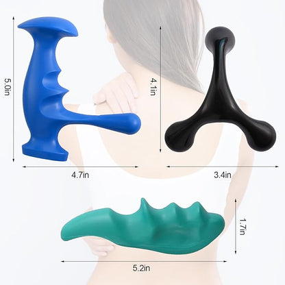 Manual Trigger Point Massage Tool and Thumb Saver for Full Body Deep Tissue Massage, Set Include 1 Green Thumb Protector Tool 1 Palm Urchin Massage Tool Hand Held 4-Legged Massage Knobs