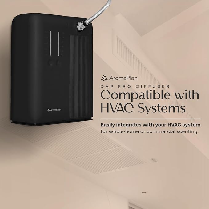 AromaPlan 2025 HVAC Waterless Oil Diffuser, Smart Scent Air Machine (2 Fragrances Included)- Whole House & Commercial Hotel Collection Diffuser| Cold Air Tech, App & Tourch Control,2000 Sq. Ft -Black
