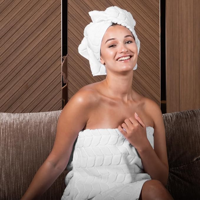 BAGNO MILANO Turkish Bath Towels, Soft Plush Jacquard Luxury Bath Towels, Quick Dry Towel Set (White, 4 Pcs Hand Towel Set)