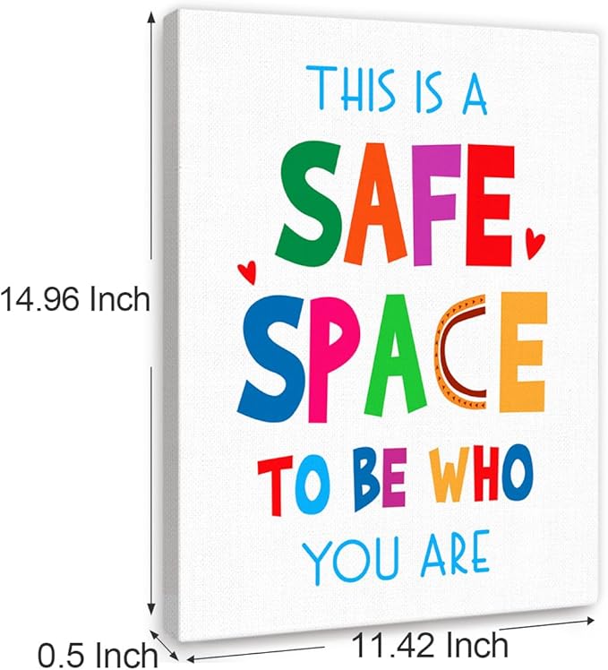 YEOION Mental Health Wall Decor,This is a Safe Space Wall Art Canvas Frame Print for Mental Health Therapy Office School Counselor Calming Corner Wall Decor