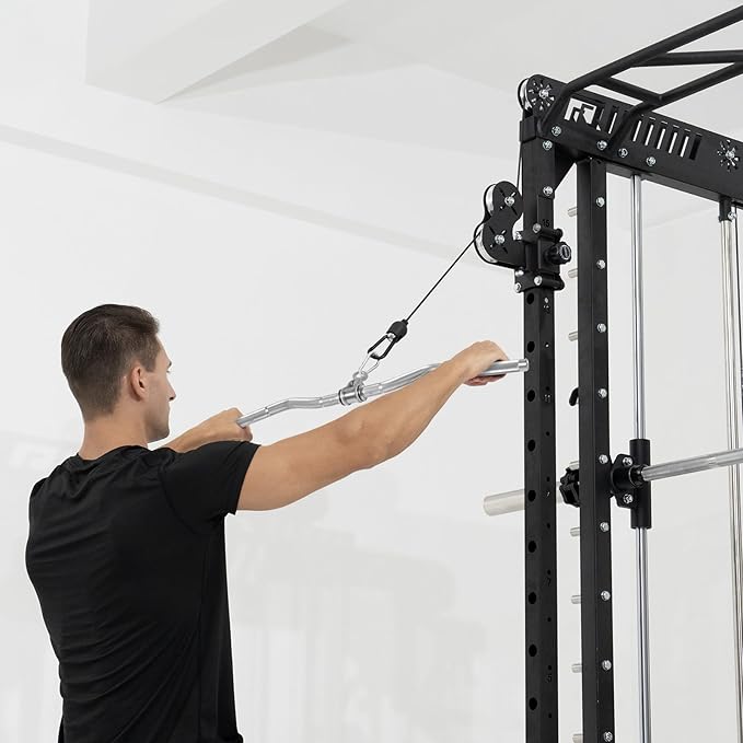 RitFit 38.6'' W-Shaped LAT Pulldown Bar, Aluminum Alloy Cable Machine Attachment with Full Rotation for Gym, Strength Training, Workouts