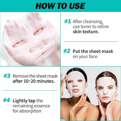 EUNYUL [PACK OF 10] Clean & Fresh Sheet Mask 22 ml / 0.74 fl.oz. 10 types Korean Sheet Mask Bundle Pack For All Skin Type Face Mask Pack