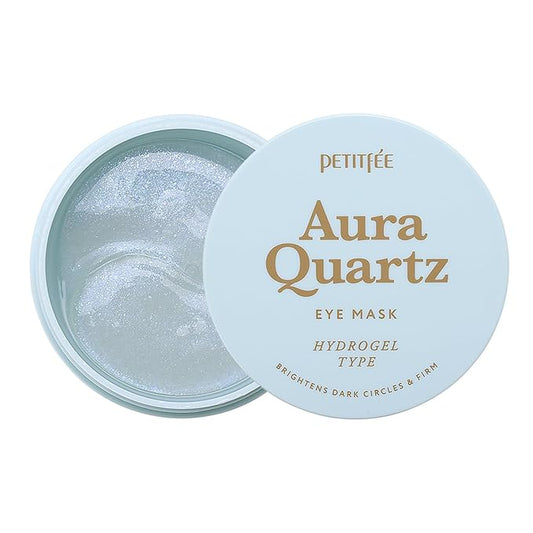 PETITFEE Aura Quartz Hydrogel Eye Mask Blue 60 pcs (30 pairs) - Eye Patch for Dark Circles, Brightens Under Eyes, Glutathione, Ascorbic Acid, Puffy Eye Bags, Cooling, Firms Eye Area, Intense Hydration