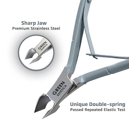 Professional Cuticle Trimmer Nail Cuticle Cutter Stainless Steel Cuticle Nippers with Sharp Blades of Cuticle Remover Clippers Manicure Tools Double Spring for Nail Care Pedicure Nail Tools (Gray)