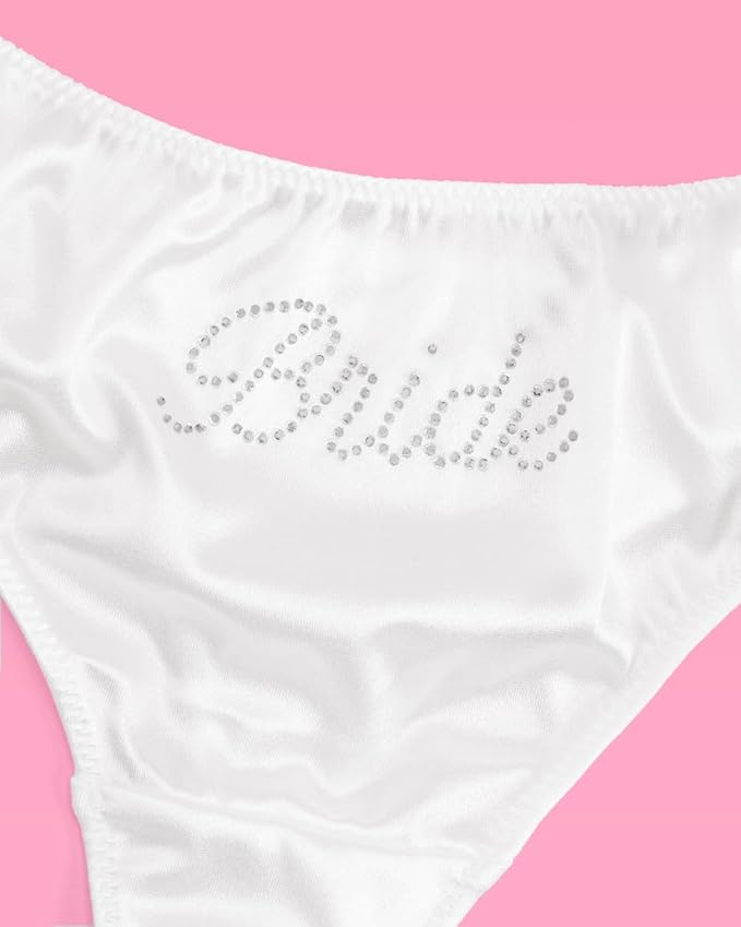 xo, Fetti Bachelorette Party Ivory Rhinestone Bride Thong, S/M/L | Bride to Be Party Decorations, Bridesmaid Gift, Favor
