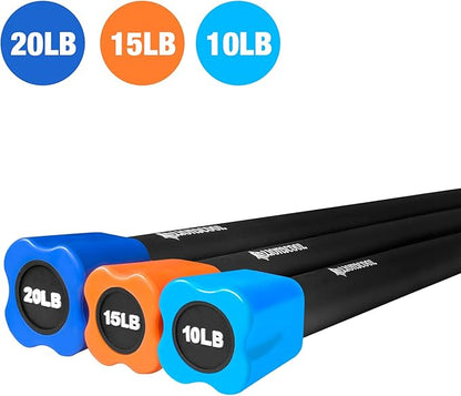 LIONSCOOL Workout Weighted Bar,Padded Exercise Weight Bar, Solid Steel Stretching weighted bar set for Body Sculpting, Physical Therapy,Body Toning