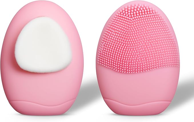 1PC Silicone Face Scrubbers for Women & Men, Dual-Sided Exfoliating & Cleansing Brushes for Daily Skincare Routine & Travel Use, Palm-Sized Facial Tool Gentle for All Skin Types (Pink)