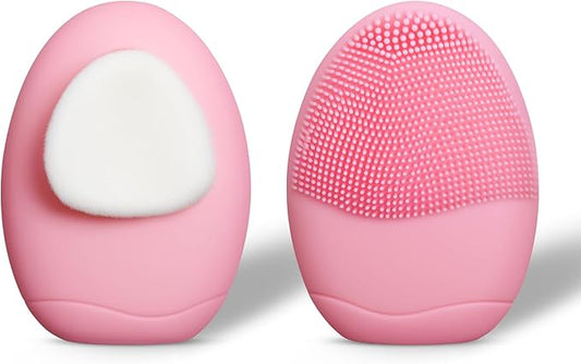 1PC Silicone Face Scrubbers for Women & Men, Dual-Sided Exfoliating & Cleansing Brushes for Daily Skincare Routine & Travel Use, Palm-Sized Facial Tool Gentle for All Skin Types (Pink)
