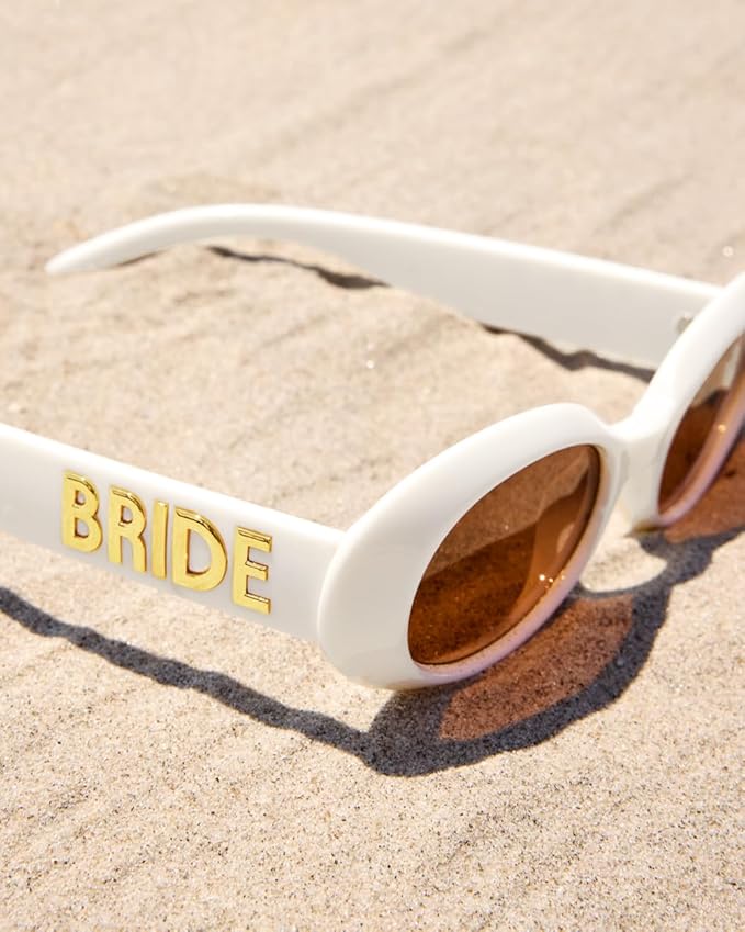 xo, Fetti White + Gold Bride Sunglasses | Bachelorette Party Sunnies, Engagement Decorations, Bridal Shower Accessory, Bach Supplies, Bridesmaid Favors, Bride To Be Gift