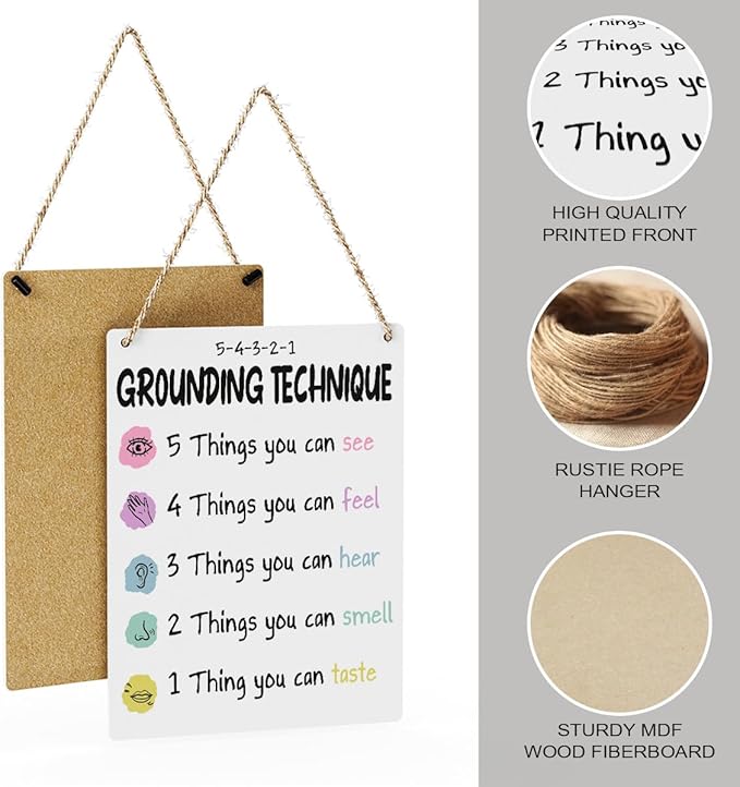 Anxiety Relief Mindfulness Posters Mental Health Awareness Psychologist Gift Wood Decor Sign Positive Affirmations Wall Decor for Consultation Room Therapy Office Bedroom Studio Living Room