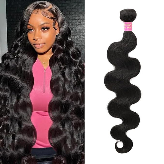 28 Inch Bundles Human Hair Body Wave 12A Brazilian Virgin Human Hair 1 Bundle 100% Unprocessed Quick Weave Hair Extensions Natural Black