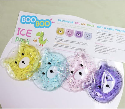 (4 Pcs) Kids Reusable Gel Ice Pack, Boo Boo Ice Pack, Cute Children Gel Ice Pack for Kids Injuries, Kids Cute Lunch ice Pack, Breastfeeding, Wisdom Teeth, Pain Relief, Kids Fever, Headaches