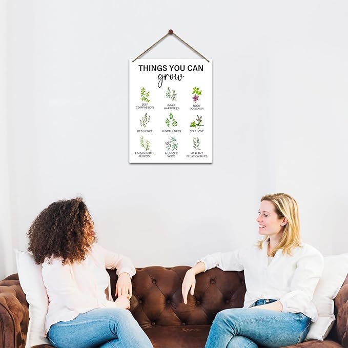 Mental Health Therapy Office Wooden Hanging Wall Decor Positive Energy Wood Sign Positive Affirmations Wood Wall Decor Office School Classroom Nursery Homes chool Decor Therapist Gifts 8''X10'' (DH93)
