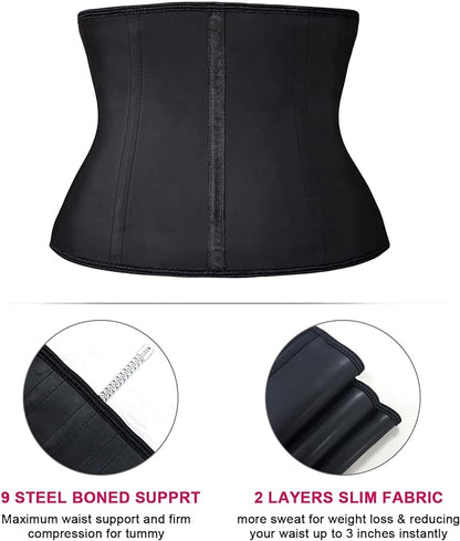 YIANNA Waist Trainer for Women Latex Underbust Waist Cincher Corset Sport Girdle Hourglass Body Shaper