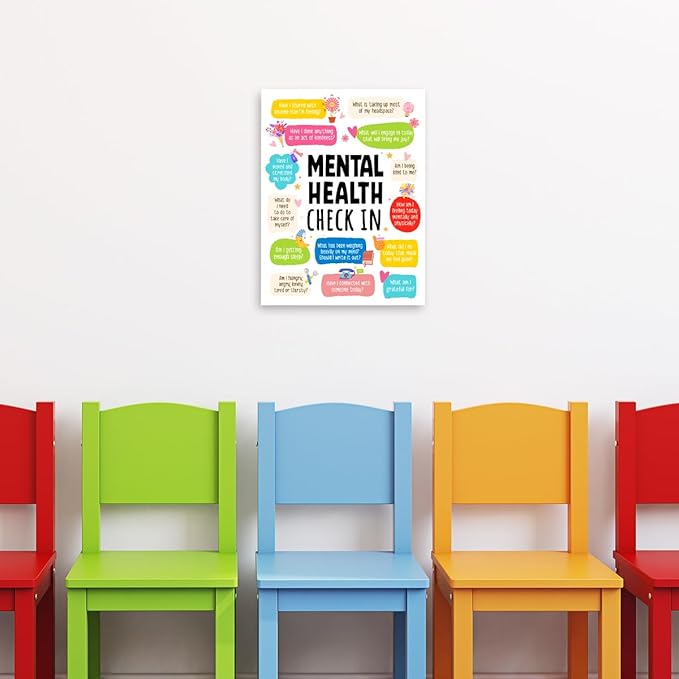 YEOION Mental Health Check In Wall Decor,Funny Mental Health Wall Art Canvas Frame Print for Therapy Office School Counselor Wall Decor