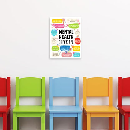 YEOION Mental Health Check In Wall Decor,Funny Mental Health Wall Art Canvas Frame Print for Therapy Office School Counselor Wall Decor