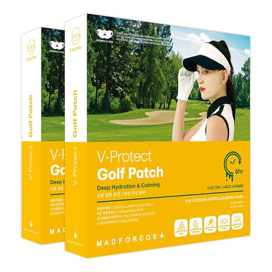 V-Protect Golf Patch – UV Protection, Hydration & Lifting Face Mask for Outdoor Sports | Korean Skincare Patch for Golf, Hiking, Tennis | 10 Masks (S Size)