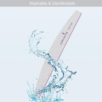 Canvalite 50 PCS Nail File Professional Nail Files Reusable Double Sided Emery Board(100/180 Grit) Nail Styling Tools for Home and Salon Use