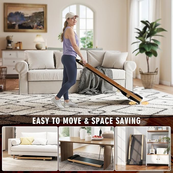 Maksone Portable Walking Pad with Remote Control,Wooden Office Treadmill for Home&Work，LED Dispaly Under Desk Treadmill