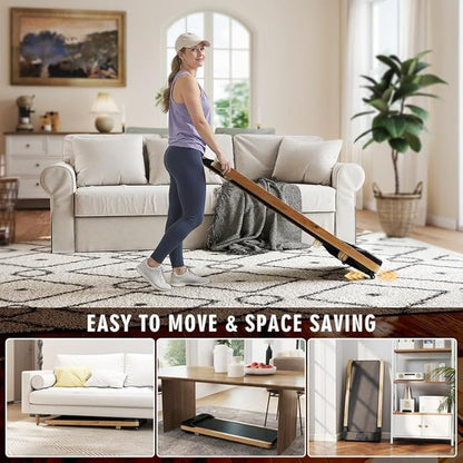 Maksone Portable Walking Pad with Remote Control,Wooden Office Treadmill for Home&Work，LED Dispaly Under Desk Treadmill