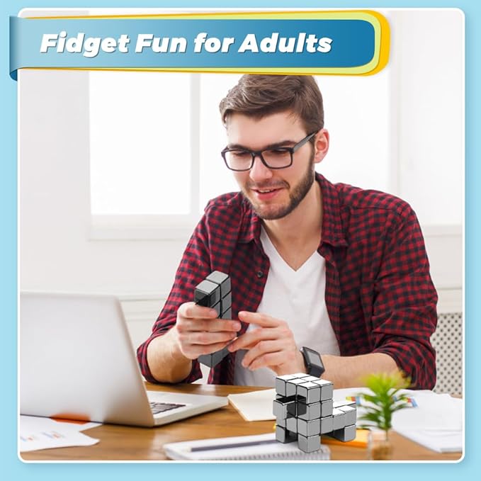 Fidget Balls Magnet Toy for Adults, Square Black Magnetic Stones, Magnet Hand Roller, Magnetic Rocks for Office, Cool Magnetic Gadget Sciencce Kit, Age 15+ (28PCS)