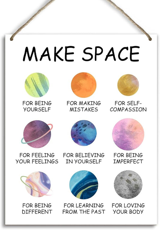 Mental Health Therapy Office Wooden Hanging Wall Decor Positive Energy Wood Sign Positive Affirmations Wood Wall Decor Office School Classroom Nursery Homes chool Decor Therapist Gifts 8''X10'' (DH95)