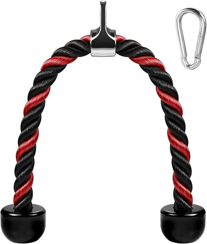 Deluxe Tricep Rope Pull Down Cable, 27 & 36 Inch Rope Length, Easy to Grip & Non-Slip Cable Attachment for Gym Workout Exercise