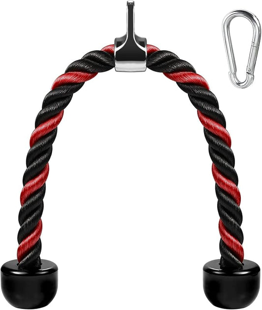 Deluxe Tricep Rope Pull Down Cable, 27 & 36 Inch Rope Length, Easy to Grip & Non-Slip Cable Attachment for Gym Workout Exercise
