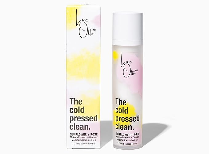 Luc Otto The Cold Pressed Clean Oil Cleanser for Softer Skin - Gentle Double Cleanse and Makeup Remover - Sunflower and Rose Oil with Vitamin C and Vitamin E