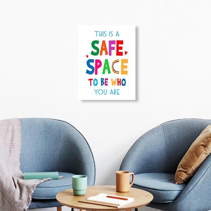YEOION Mental Health Wall Decor,This is a Safe Space Wall Art Canvas Frame Print for Mental Health Therapy Office School Counselor Calming Corner Wall Decor