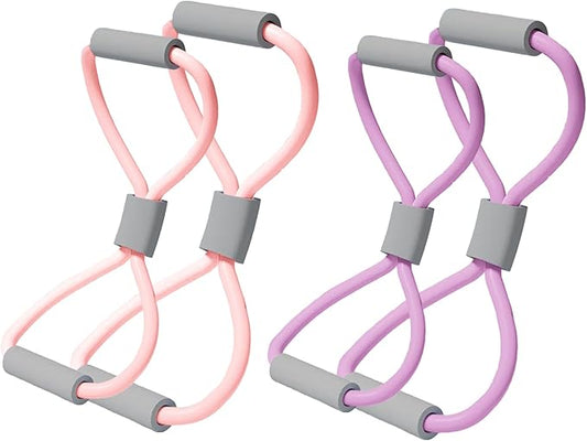 Figure 8 Fitness Resistance Bands with Handles - 4-Piece Set for Full-Body Workouts - Ideal for Strength Training, Physical Therapy, and Home Gym