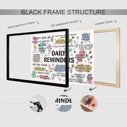 JMGHKL Daily Reminders Inspirational Canvas Wall Art Trendy Motivational Positive Affirmations Posters Uplifting Mental Health Wall Decor For Home Office Classroom 16x24in Unframed